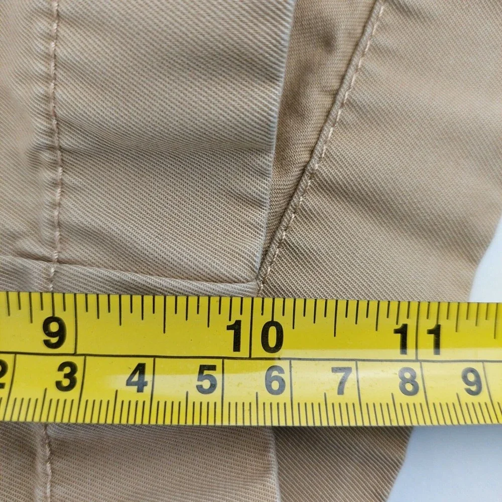 Tommy Hilfiger Mens 36 Chino Shorts Khaki‎ Solid Casual Flat Front 100% Cotton